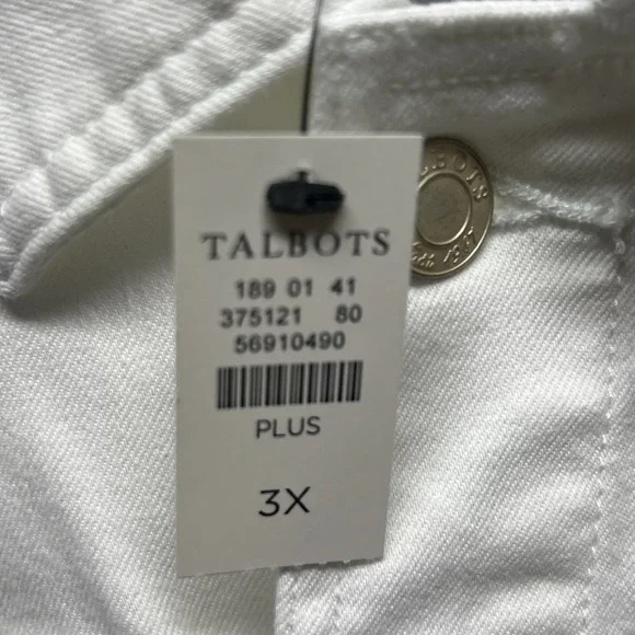 Talbots Denim Jean Jacket Womens 3X White Short Sleeve Button Down New NWT - Picture 9 of 13